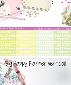 Hydrate Labels 1.95 inch Width Quarter Boxes 278 for Big Happy Planner Vertical Planner Stickers