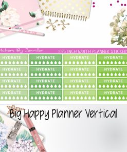 Hydrate Labels 1.95 inch Width Quarter Boxes 279 for Big Happy Planner Vertical Planner Stickers