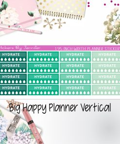 Hydrate Labels 1.95 inch Width Quarter Boxes 281 for Big Happy Planner Vertical Planner Stickers