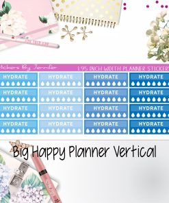 Hydrate Labels 1.95 inch Width Quarter Boxes 284 for Big Happy Planner Vertical Planner Stickers