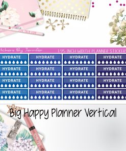 Hydrate Labels 1.95 inch Width Quarter Boxes 285 for Big Happy Planner Vertical Planner Stickers