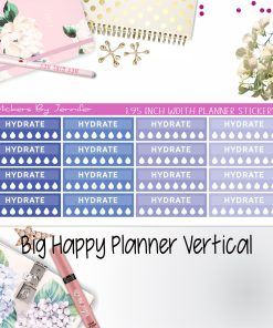 Hydrate Labels 1.95 inch Width Quarter Boxes 286 for Big Happy Planner Vertical Planner Stickers