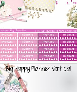 Hydrate Labels 1.95 inch Width Quarter Boxes 290 for Big Happy Planner Vertical Planner Stickers
