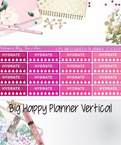 Hydrate Labels 1.95 inch Width Quarter Boxes 291 for Big Happy Planner Vertical Planner Stickers