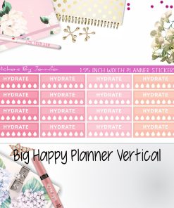 Hydrate Labels 1.95 inch Width Quarter Boxes 292 for Big Happy Planner Vertical Planner Stickers
