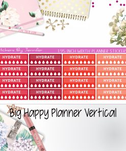 Hydrate Labels 1.95 inch Width Quarter Boxes 294 for Big Happy Planner Vertical Planner Stickers