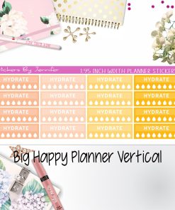 Hydrate Labels 1.95 inch Width Quarter Boxes 295 for Big Happy Planner Vertical Planner Stickers