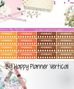 Hydrate Labels 1.95 inch Width Quarter Boxes 296 for Big Happy Planner Vertical Planner Stickers