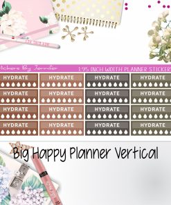 Hydrate Labels 1.95 inch Width Quarter Boxes 299 for Big Happy Planner Vertical Planner Stickers