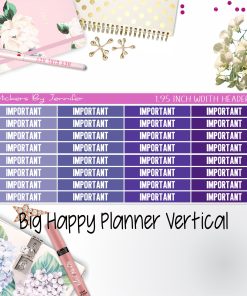 Important Headers 1.95 inch Width 151 for Big Happy Planner Vertical Planner Stickers