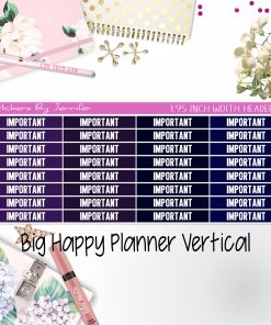 Important Headers 1.95 inch Width 152 for Big Happy Planner Vertical Planner Stickers