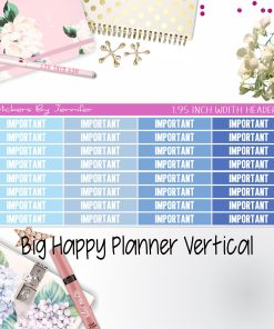 Important Headers 1.95 inch Width 154 for Big Happy Planner Vertical Planner Stickers