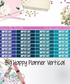 Important Headers 1.95 inch Width 155 for Big Happy Planner Vertical Planner Stickers
