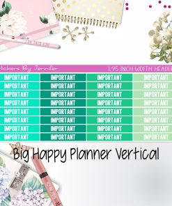 Important Headers 1.95 inch Width 157 for Big Happy Planner Vertical Planner Stickers