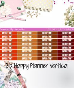 Important Headers 1.95 inch Width 163 for Big Happy Planner Vertical Planner Stickers