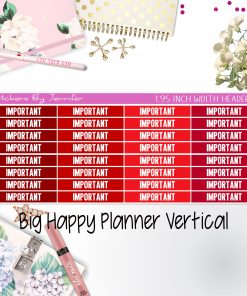 Important Headers 1.95 inch Width 164 for Big Happy Planner Vertical Planner Stickers