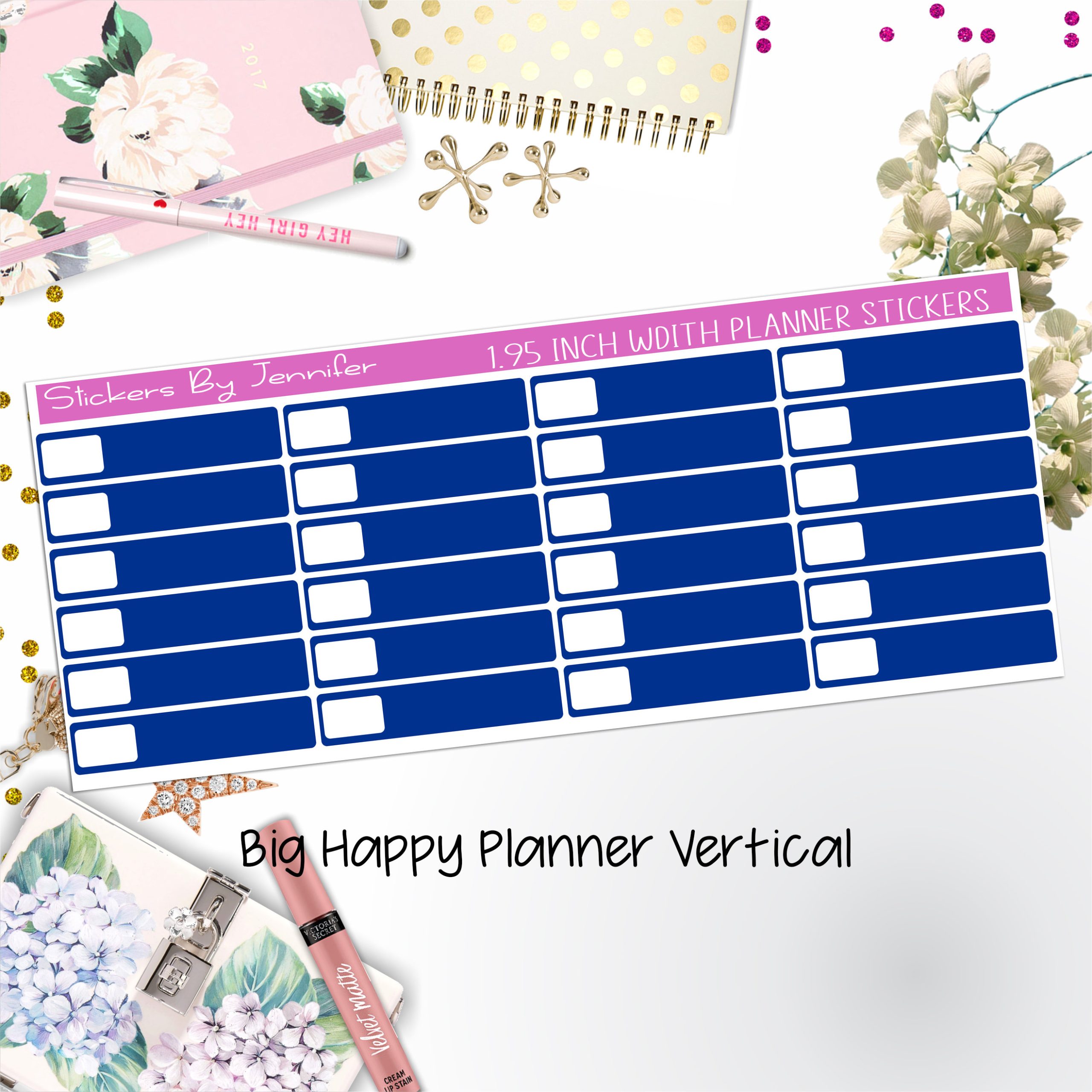 Labels 1.95 inch Width Quarter Boxes 510 for Big Happy Planner Vertical Planner Stickers
