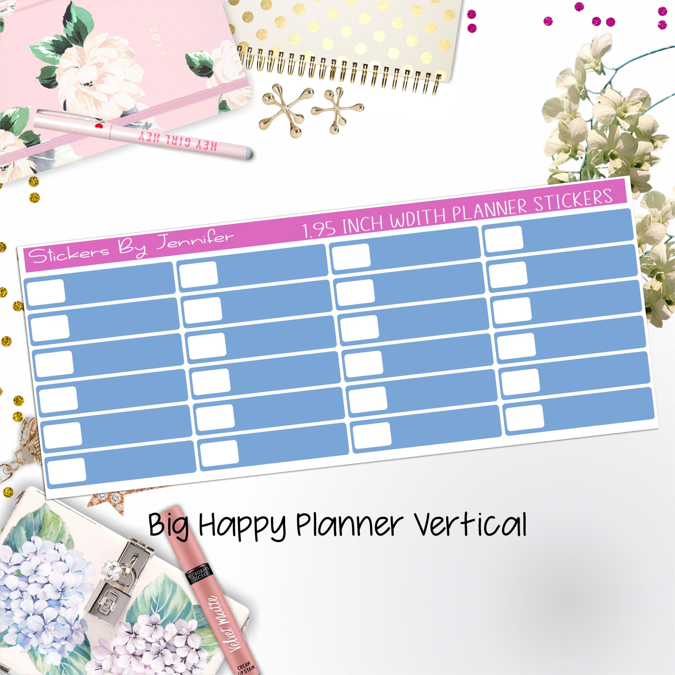 Labels 1.95 inch Width Quarter Boxes 515 for Big Happy Planner Vertical Planner Stickers