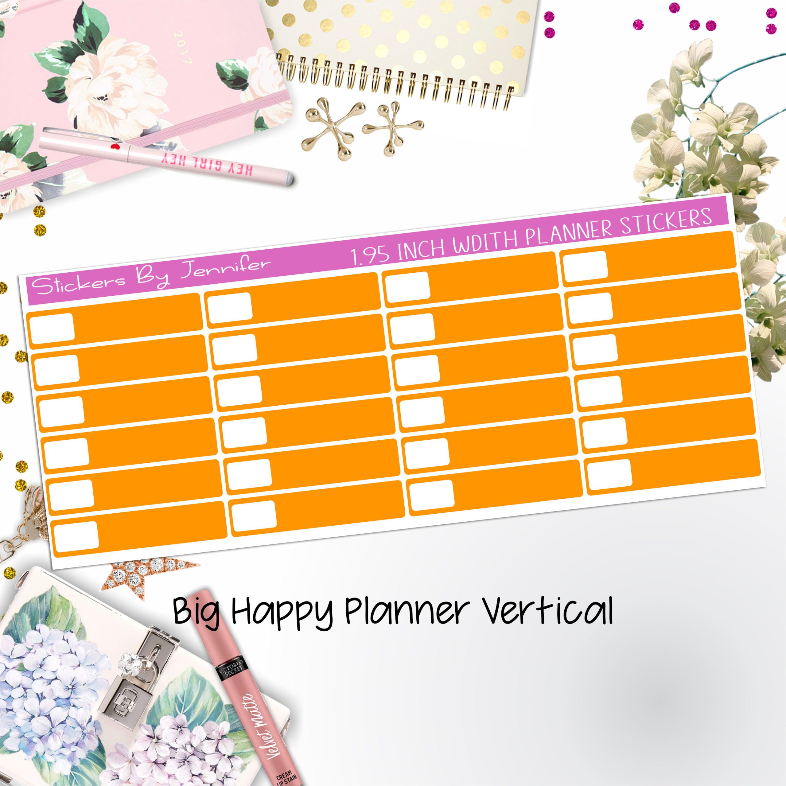Labels 1.95 inch Width Quarter Boxes 545 for Big Happy Planner Vertical Planner Stickers