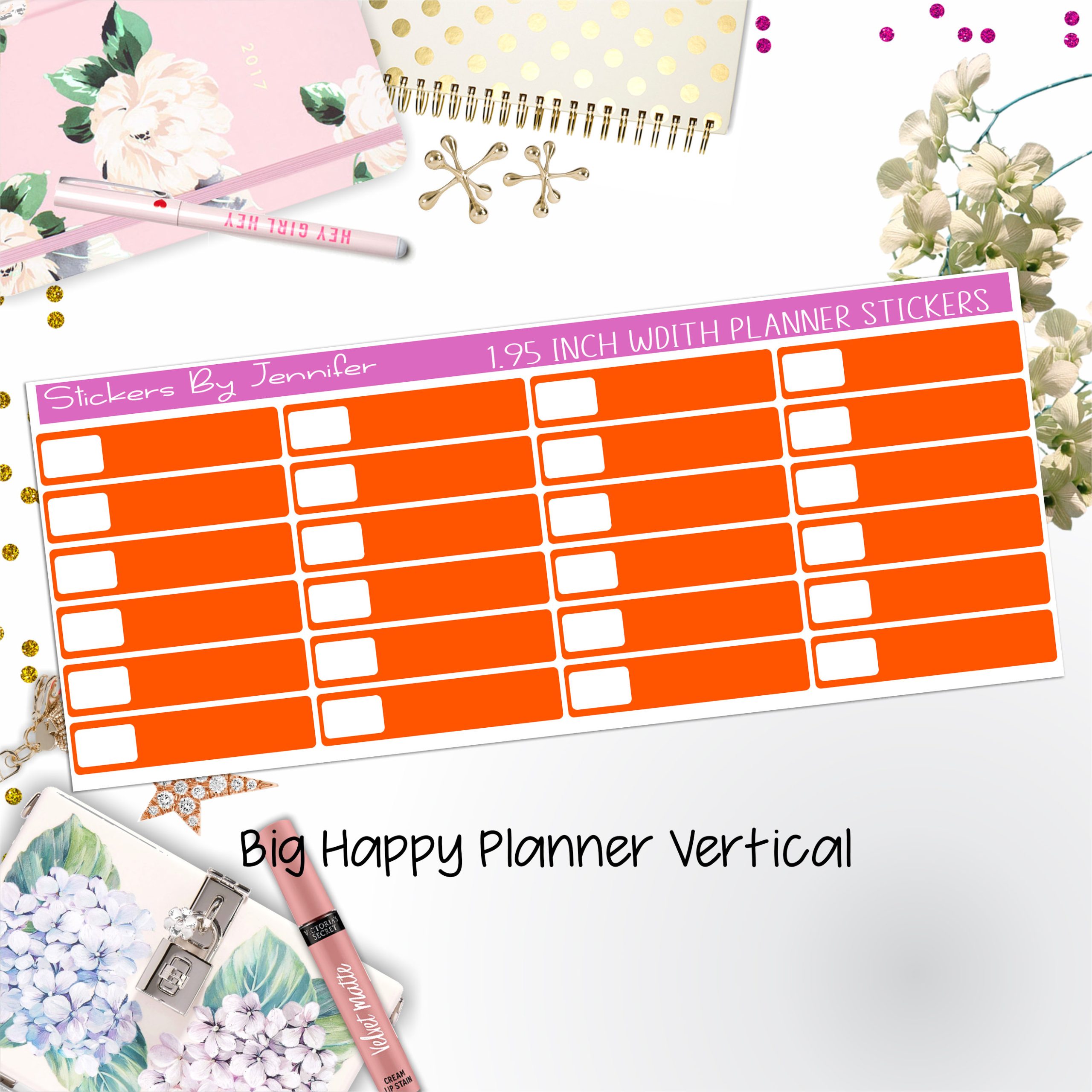 Labels 1.95 inch Width Quarter Boxes 546 for Big Happy Planner Vertical Planner Stickers