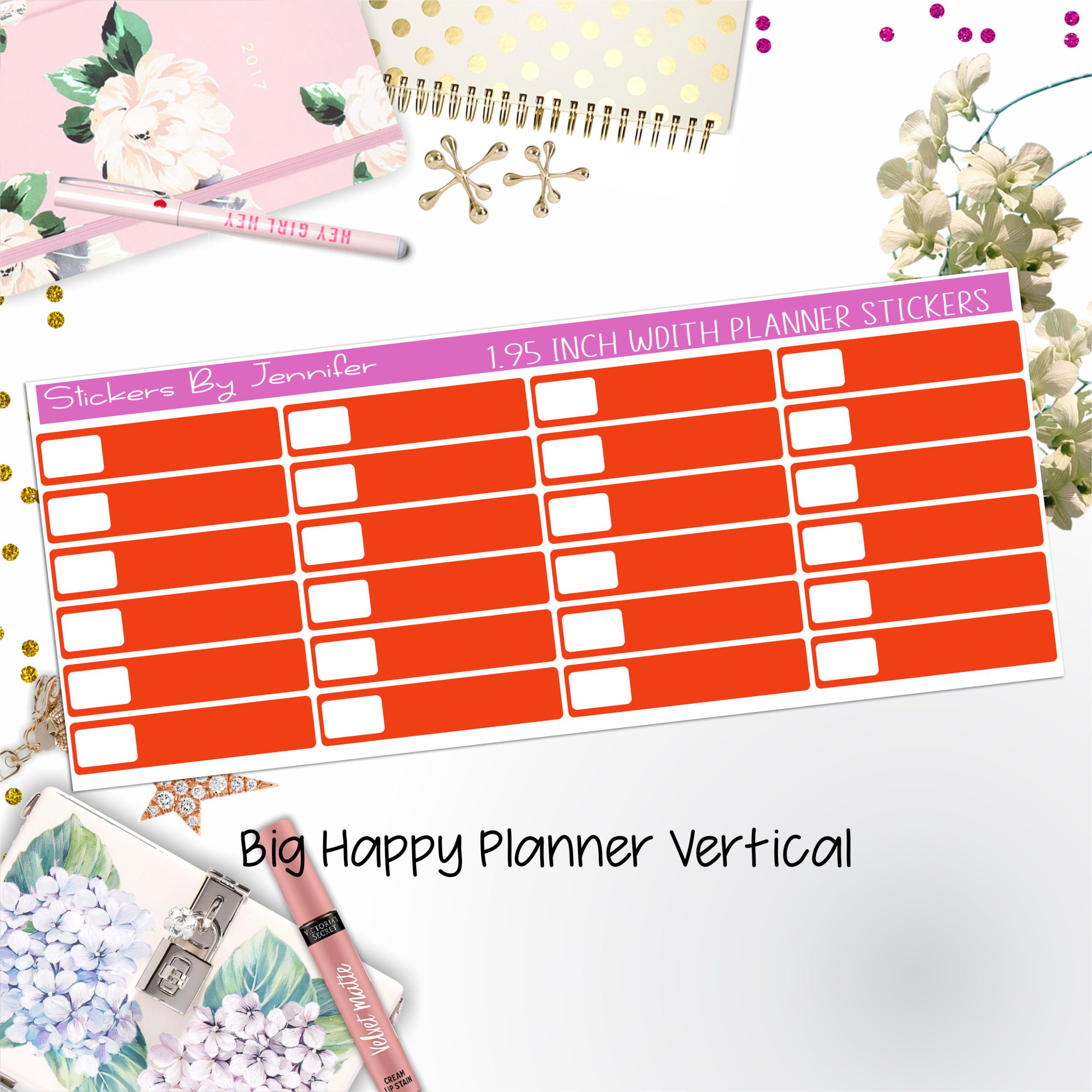 Labels 1.95 inch Width Quarter Boxes 548 for Big Happy Planner Vertical Planner Stickers