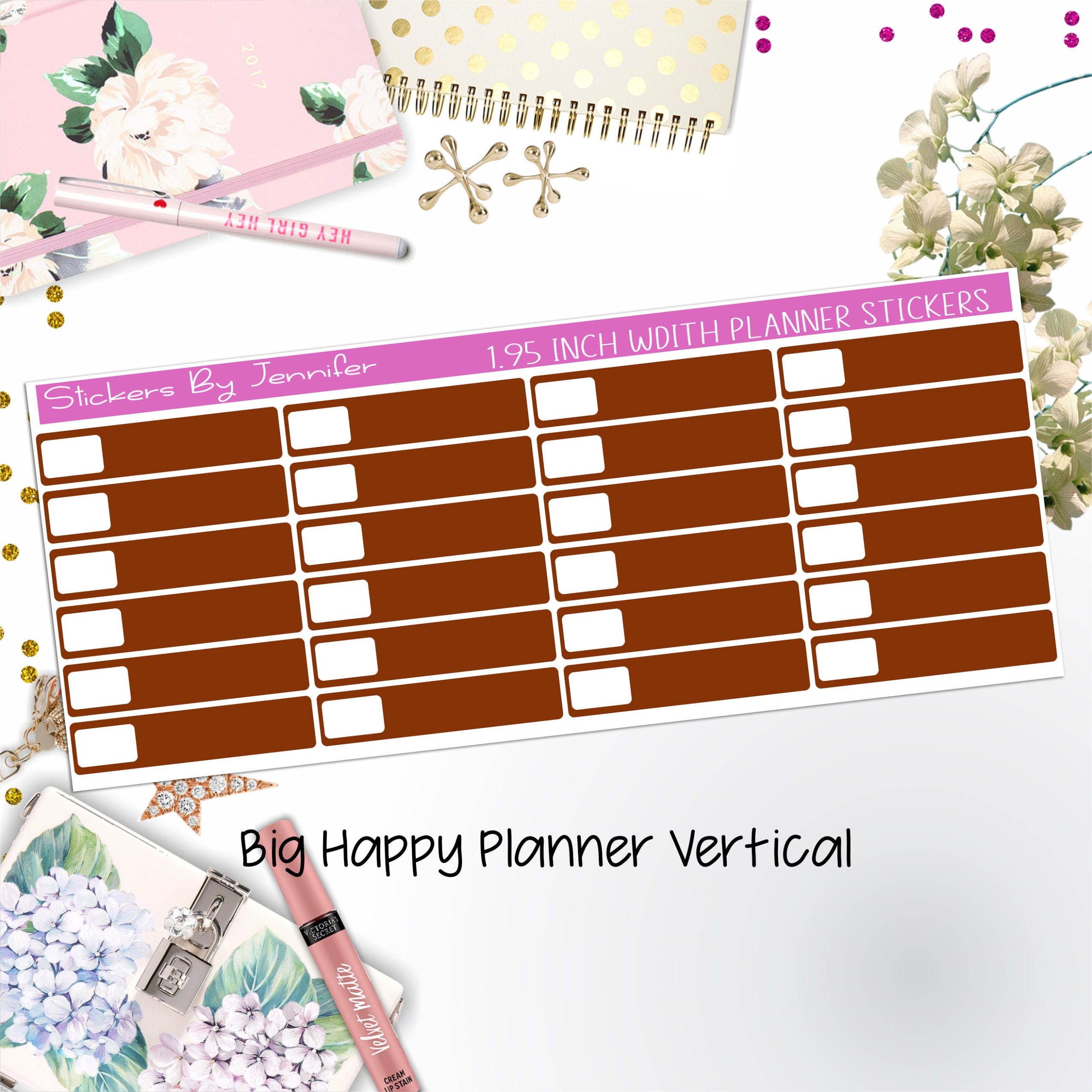 Labels 1.95 inch Width Quarter Boxes 551 for Big Happy Planner Vertical Planner Stickers