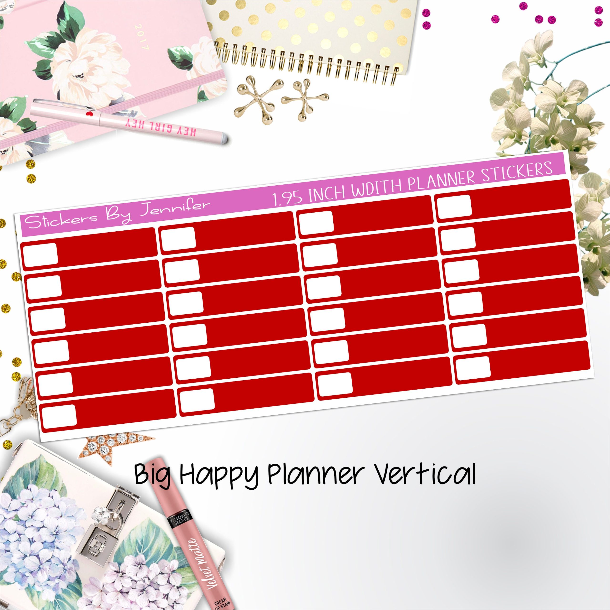 Labels 1.95 inch Width Quarter Boxes 554 for Big Happy Planner Vertical Planner Stickers