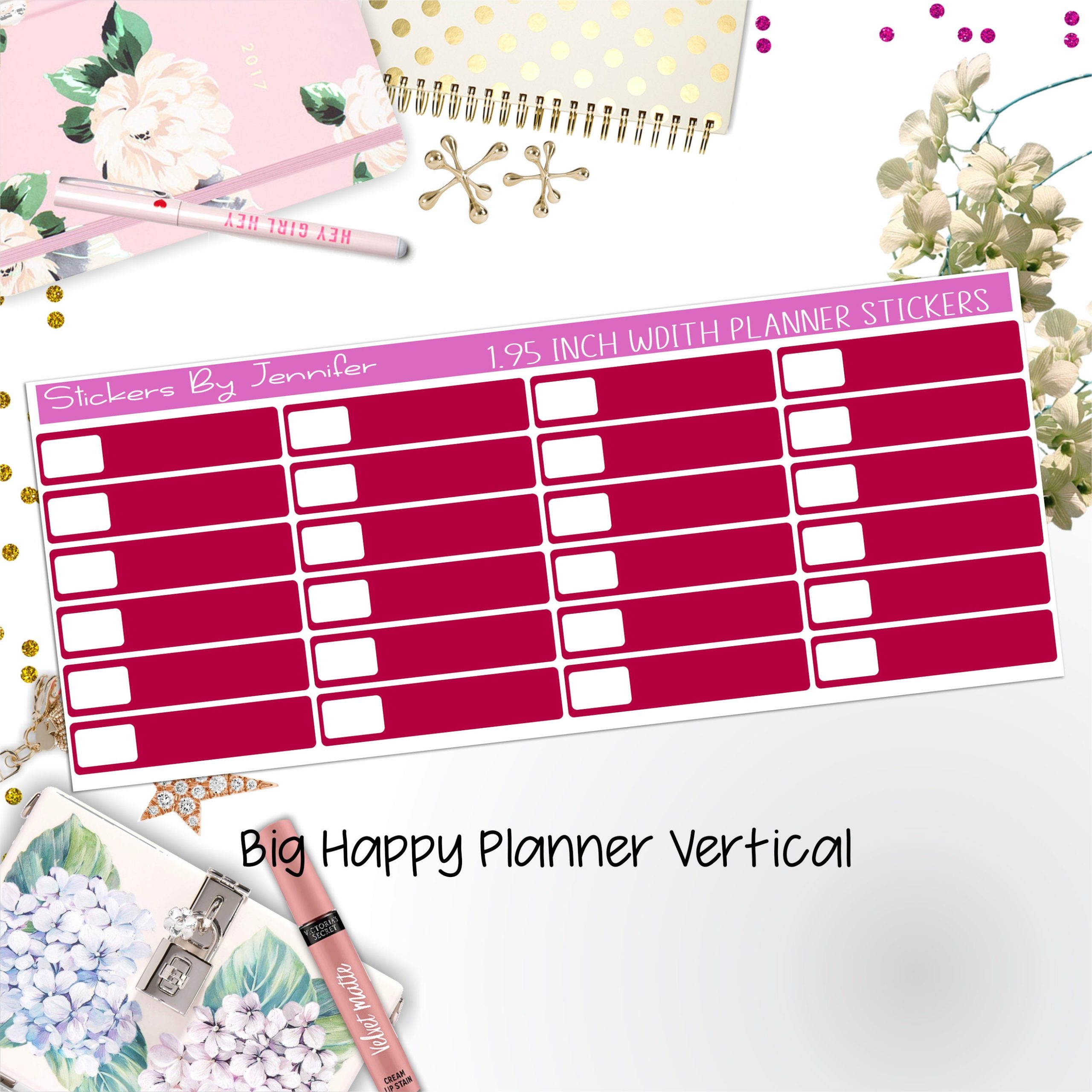 Labels 1.95 inch Width Quarter Boxes 560 for Big Happy Planner Vertical Planner Stickers