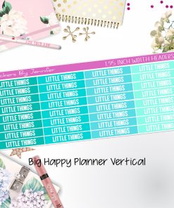 Little Things Headers 1.95 inch Width 456 for Big Happy Planner Vertical Planner Stickers