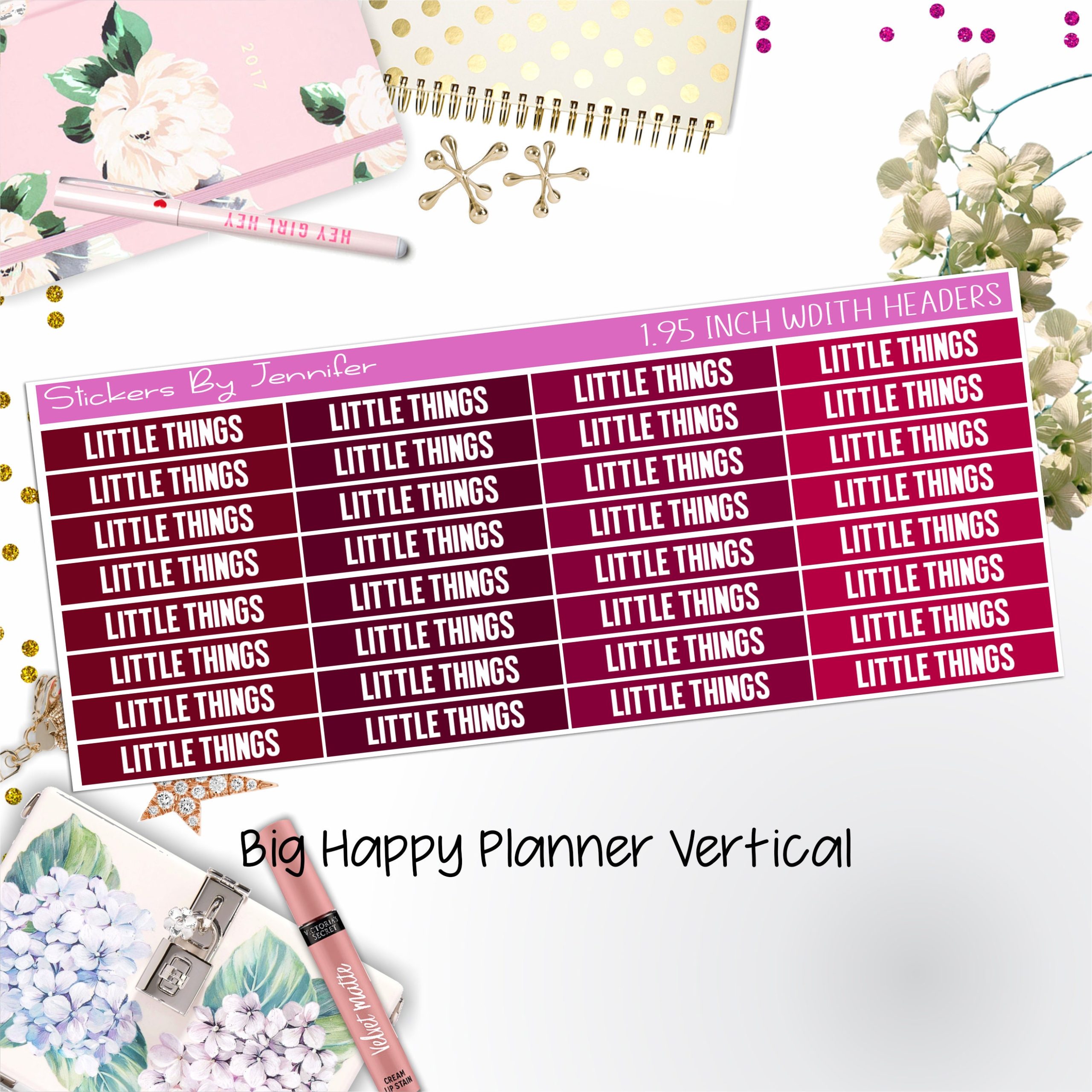Little Things Headers 1.95 inch Width 465 for Big Happy Planner Vertical Planner Stickers