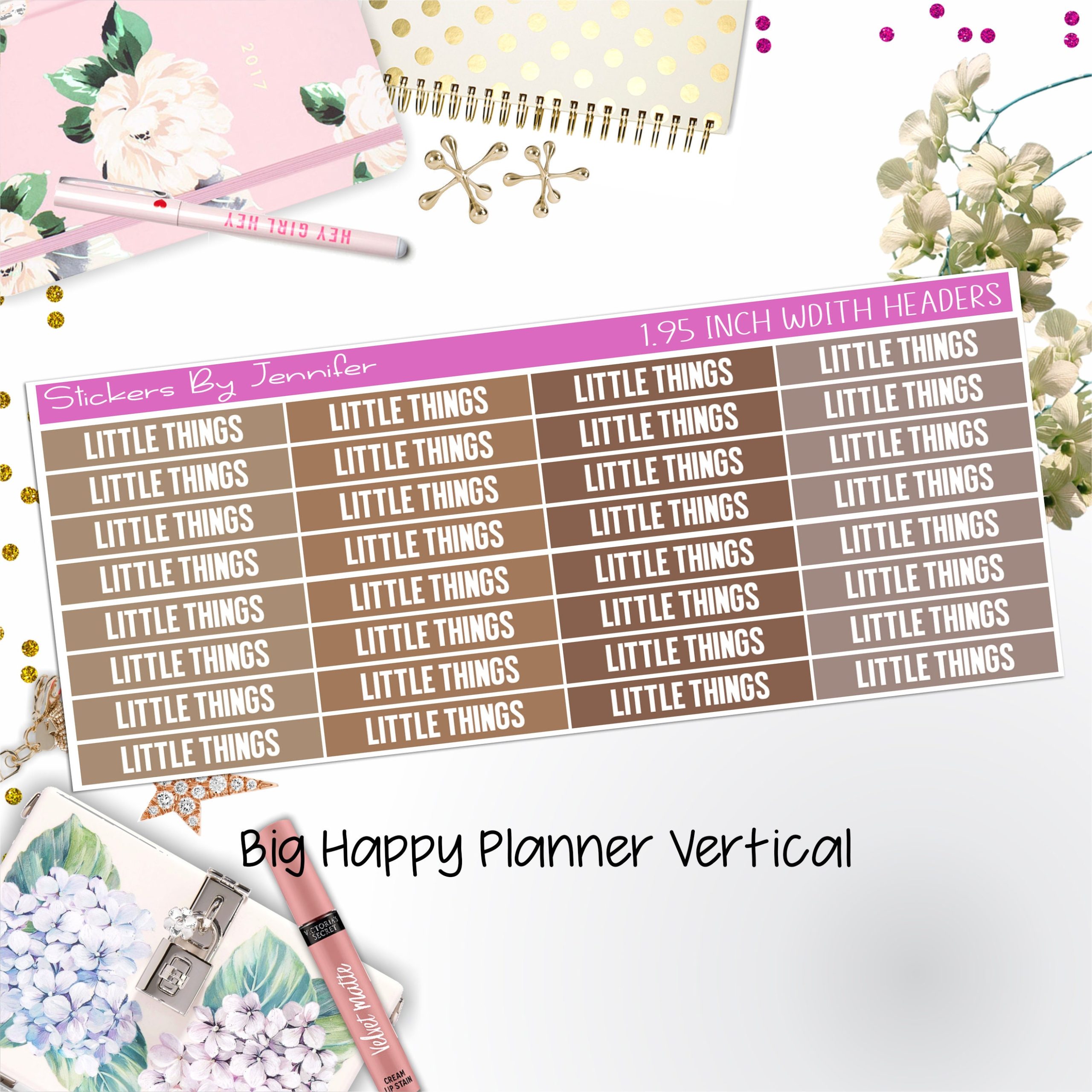 Little Things Headers 1.95 inch Width 474 for Big Happy Planner Vertical Planner Stickers