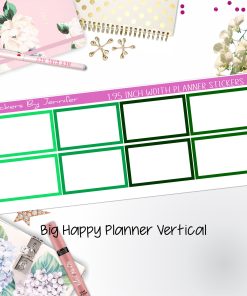 Rectangle 1.95 inch Width Half Boxes 433 for Big Happy Planner Vertical Planner Stickers
