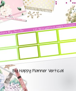 Rectangle 1.95 inch Width Half Boxes 435 for Big Happy Planner Vertical Planner Stickers