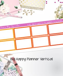 Rectangle 1.95 inch Width Half Boxes 437 for Big Happy Planner Vertical Planner Stickers