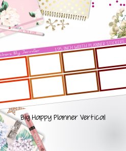 Rectangle 1.95 inch Width Half Boxes 438 for Big Happy Planner Vertical Planner Stickers