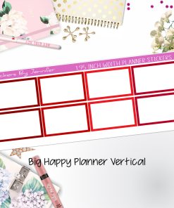 Rectangle 1.95 inch Width Half Boxes 439 for Big Happy Planner Vertical Planner Stickers