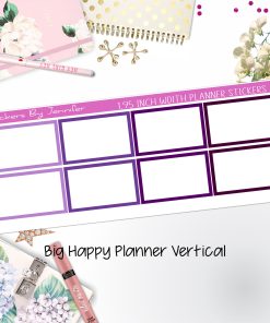 Rectangle 1.95 inch Width Half Boxes 442 for Big Happy Planner Vertical Planner Stickers