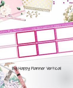 Rectangle 1.95 inch Width Half Boxes 444 for Big Happy Planner Vertical Planner Stickers
