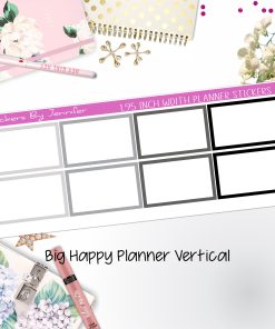 Rectangle 1.95 inch Width Half Boxes 450 for Big Happy Planner Vertical Planner Stickers