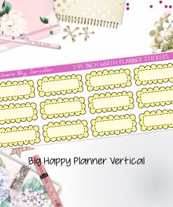 Scallop Labels 1.95 inch Width Quarter Boxes 301 for Big Happy Planner Vertical Planner Stickers