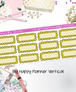 Scallop Labels 1.95 inch Width Quarter Boxes 304 for Big Happy Planner Vertical Planner Stickers