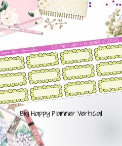 Scallop Labels 1.95 inch Width Quarter Boxes 309 for Big Happy Planner Vertical Planner Stickers