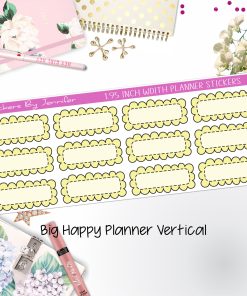 Scallop Labels 1.95 inch Width Quarter Boxes 310 for Big Happy Planner Vertical Planner Stickers