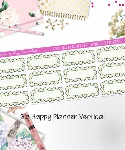 Scallop Labels 1.95 inch Width Quarter Boxes 311 for Big Happy Planner Vertical Planner Stickers
