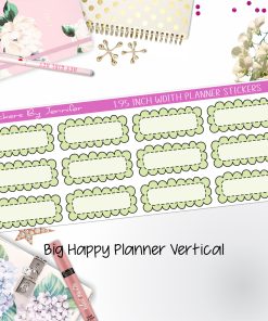 Scallop Labels 1.95 inch Width Quarter Boxes 312 for Big Happy Planner Vertical Planner Stickers