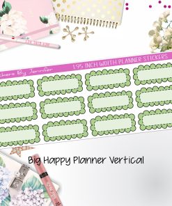 Scallop Labels 1.95 inch Width Quarter Boxes 313 for Big Happy Planner Vertical Planner Stickers