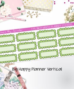 Scallop Labels 1.95 inch Width Quarter Boxes 315 for Big Happy Planner Vertical Planner Stickers