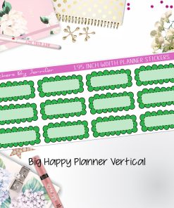 Scallop Labels 1.95 inch Width Quarter Boxes 318 for Big Happy Planner Vertical Planner Stickers