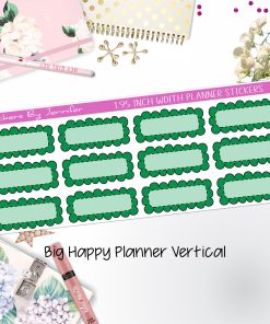Scallop Labels 1.95 inch Width Quarter Boxes 320 for Big Happy Planner Vertical Planner Stickers