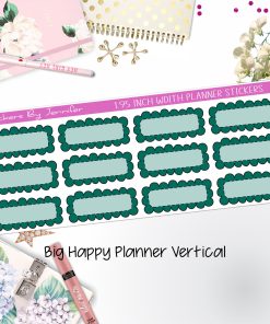 Scallop Labels 1.95 inch Width Quarter Boxes 321 for Big Happy Planner Vertical Planner Stickers